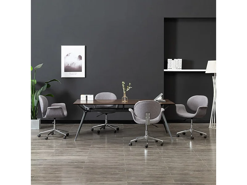 Eetkamerstoelen 4 st draaibaar stof grijs