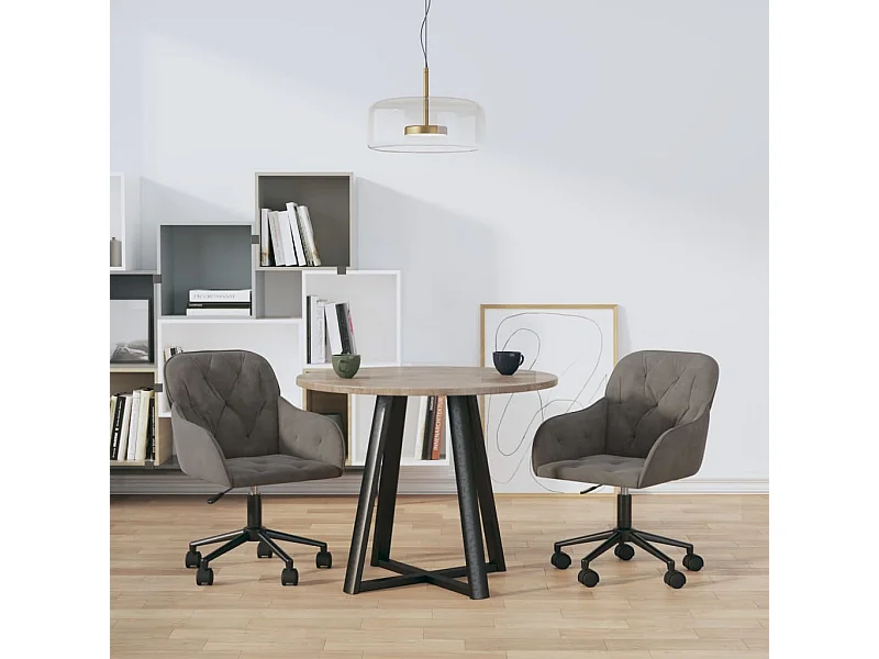 Chaises pivotantes à manger lot de 2 Gris foncé Velours