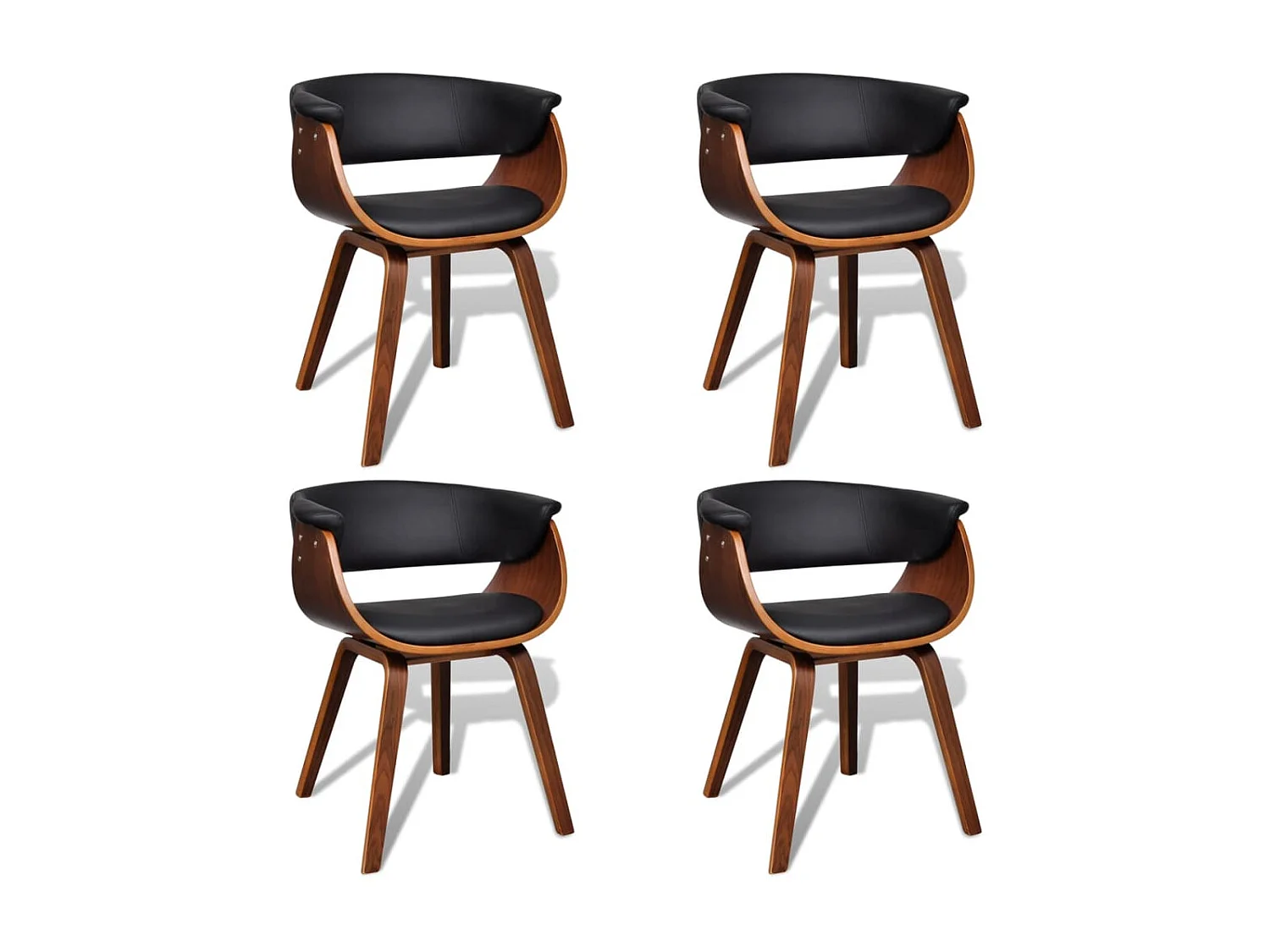 Eetkamerstoelen 4 st gebogen hout en kunstleer