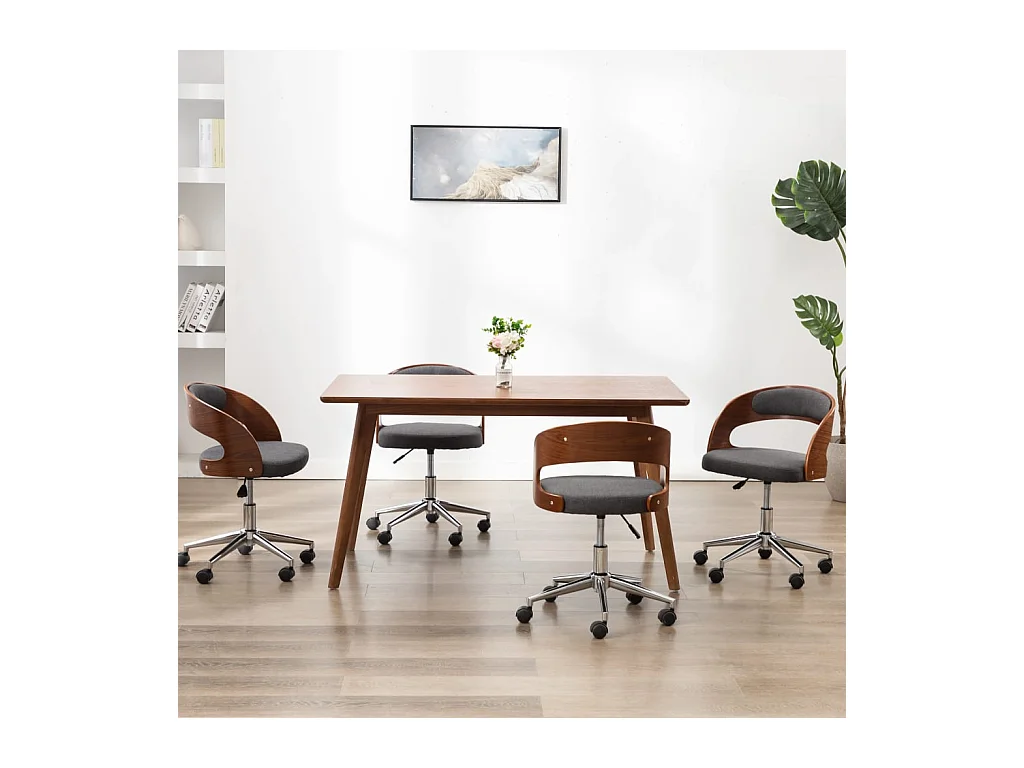 Sillas de comedor girartorias 4 unidades madera curvada y tela gris