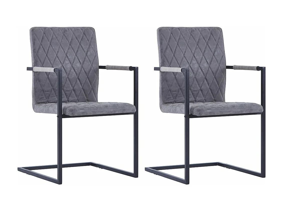 Sillas de comedor voladizas 2 unidades cuero sintético gris oscuro