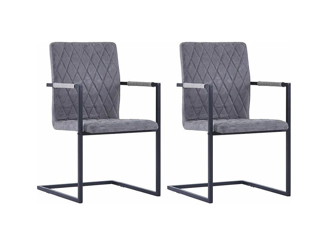 Chaises à manger cantilever lot de 2 gris foncé similicuir