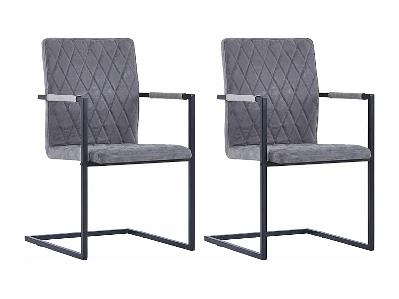 Chaises à manger cantilever lot de 2 gris foncé similicuir
