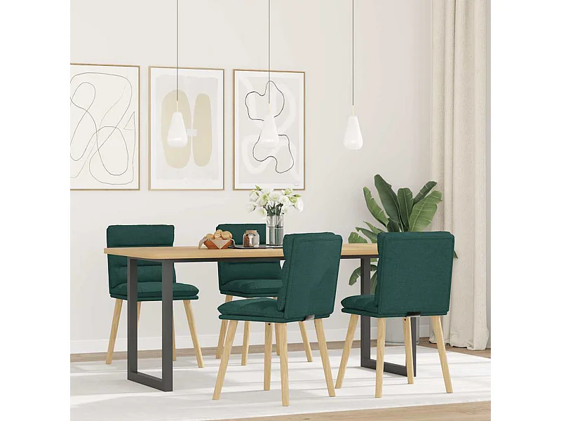 Sillas de comedor 4 unidades tela verde oscuro