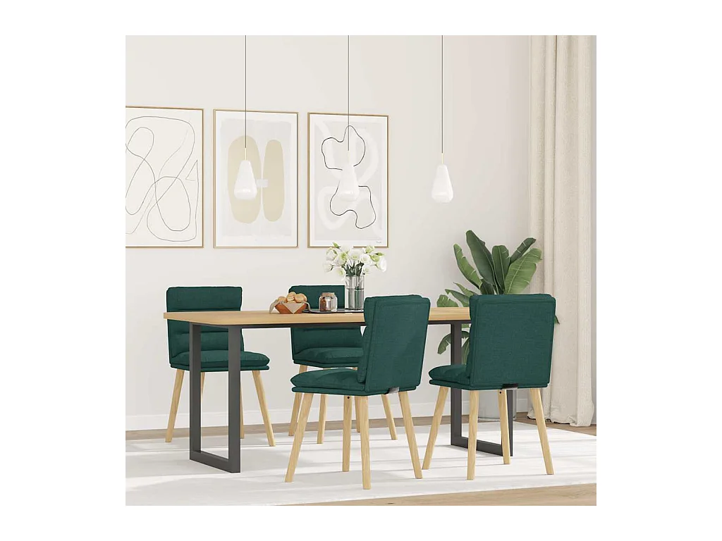 Chaises à manger lot de 4 vert foncé tissu