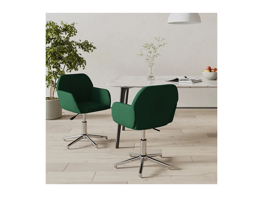 Chaises pivotantes à manger lot de 2 vert foncé tissu