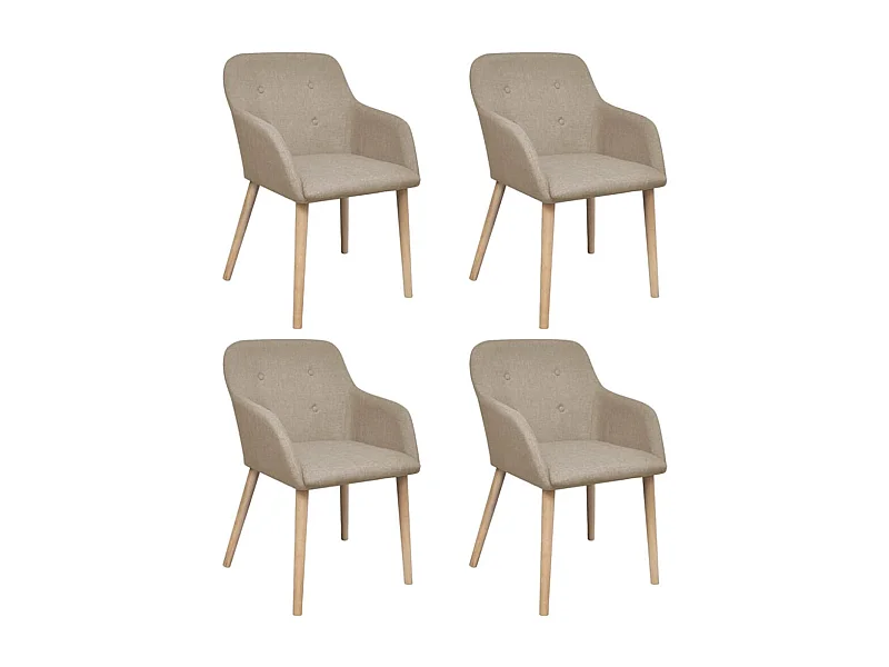 Sillas de comedor 4 unidades tela beige y madera maciza roble