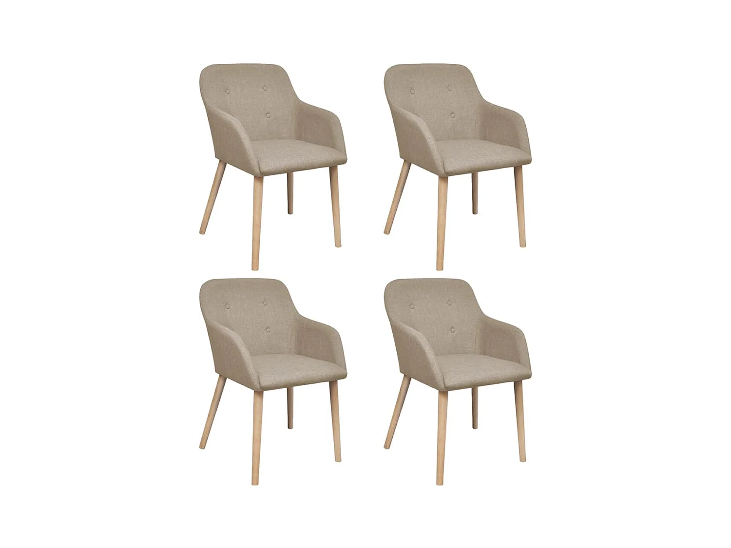 Chaises à manger lot de 4 beige tissu et chêne massif