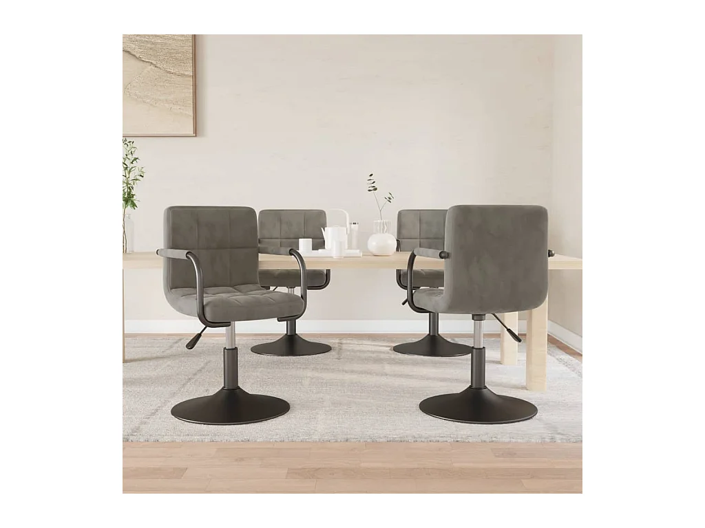 Chaises pivotantes à manger lot de 4 gris clair velours