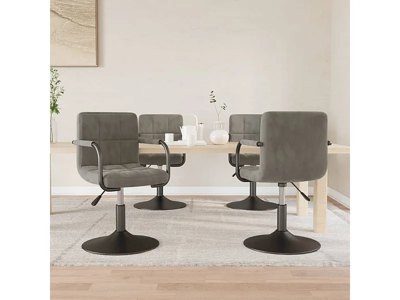Eetkamerstoelen draaibaar 4 stukkenfluweel lichtgrijs
