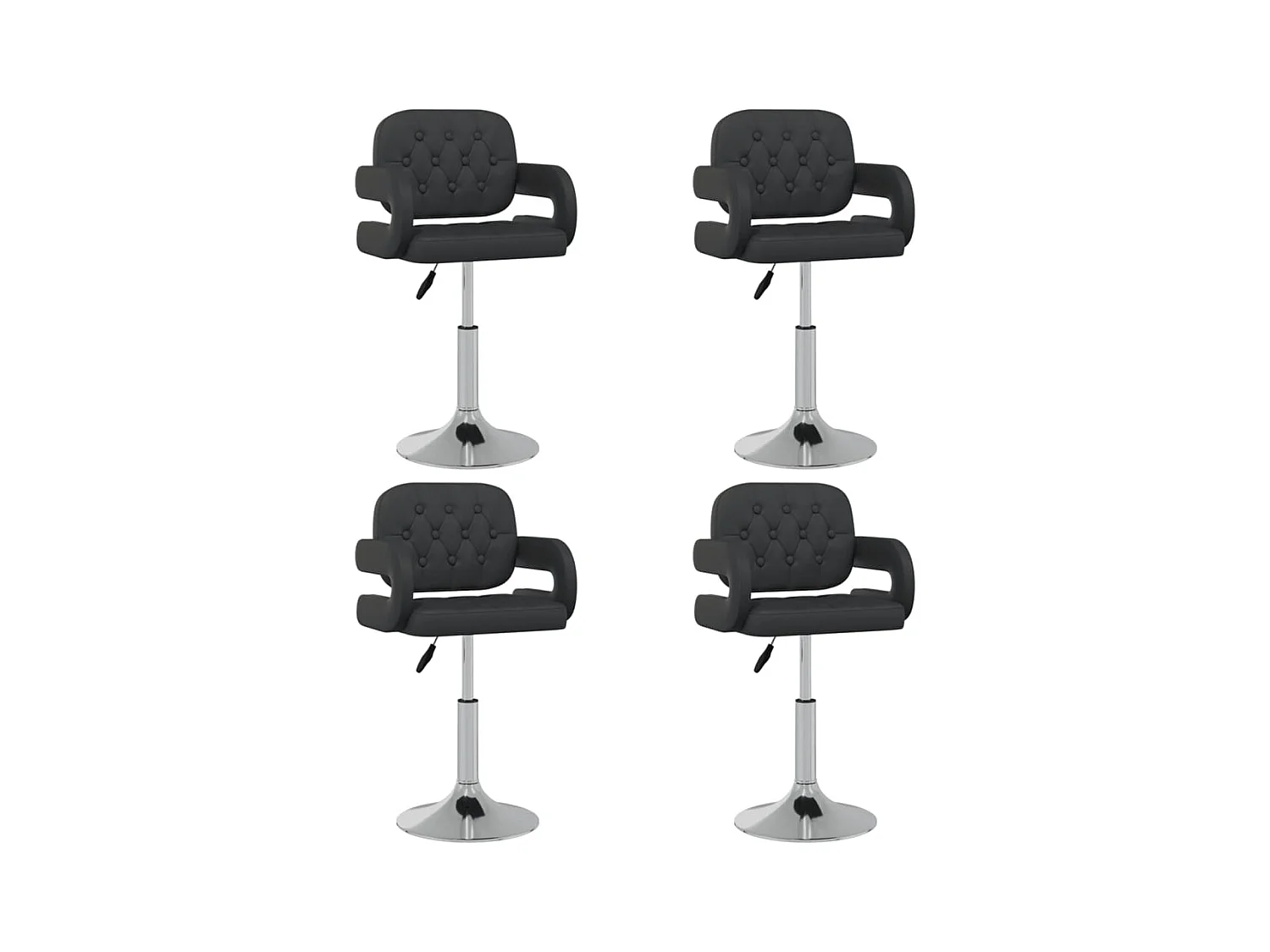 Chaises pivotantes à manger lot de 4 noir similicuir