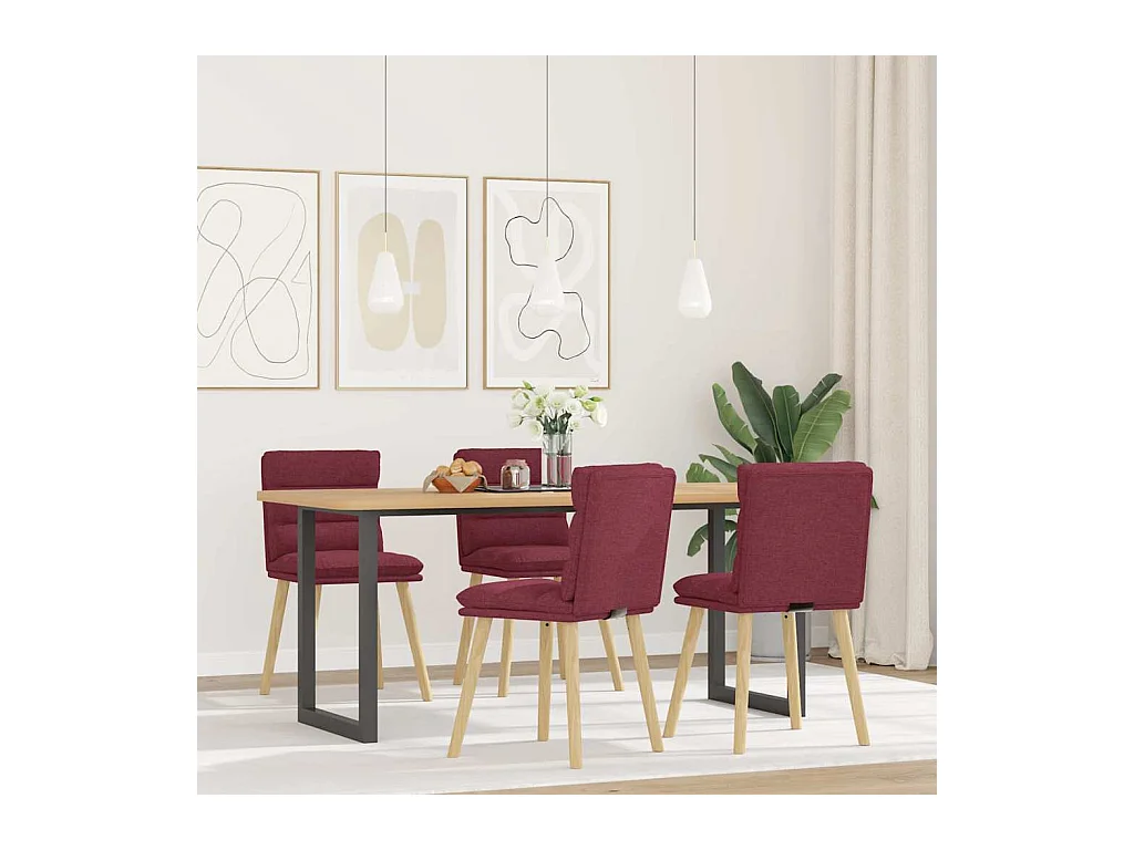 Chaises à manger lot de 4 rouge bordeaux tissu
