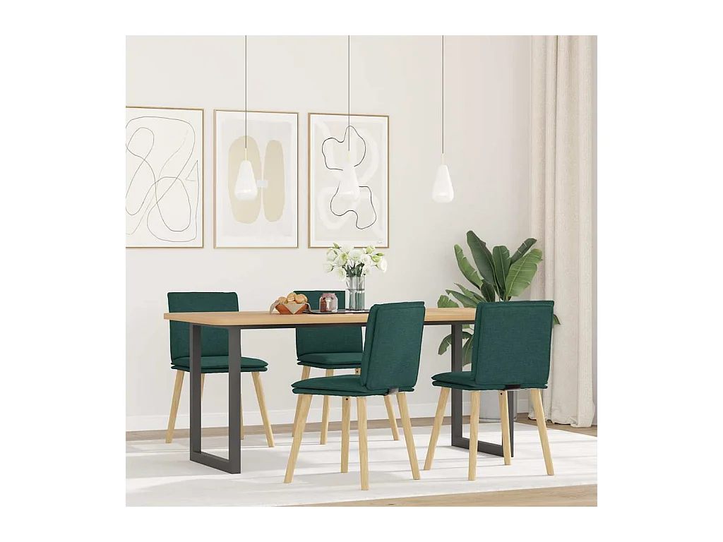 Chaises à manger lot de 4 vert foncé tissu