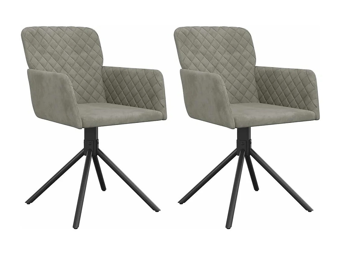 Chaises pivotantes à manger lot de 2 Gris clair Velours