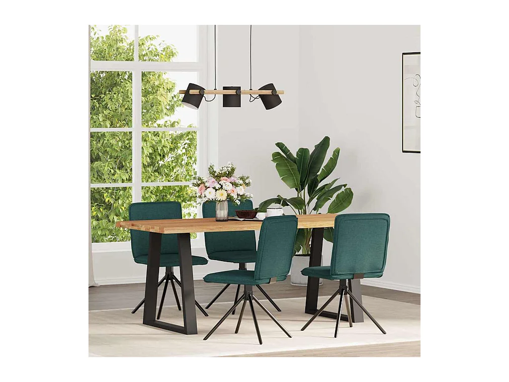 Chaises à manger lot de 4 vert foncé tissu