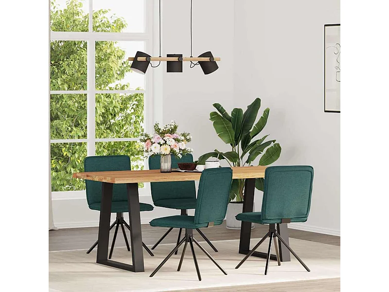 Chaises à manger lot de 4 vert foncé tissu