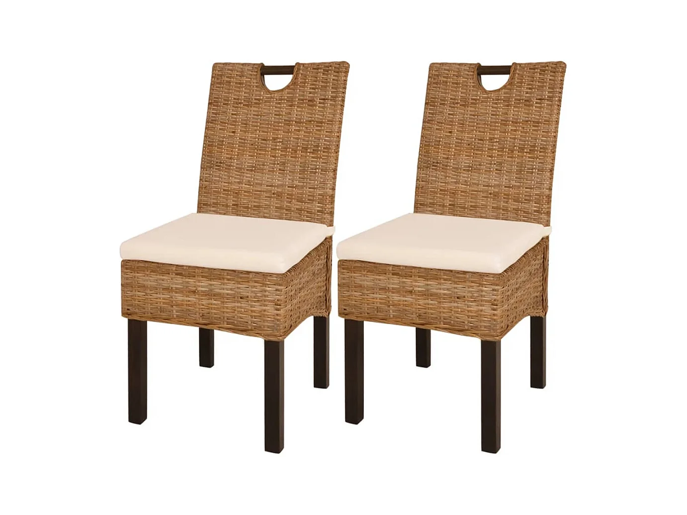 Chaises à manger lot de 2 rotin Kubu bois de manguier