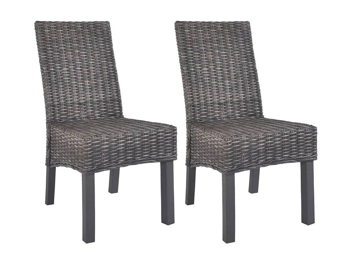 Chaises à manger lot de 2 marron rotin kubu et bois de manguier
