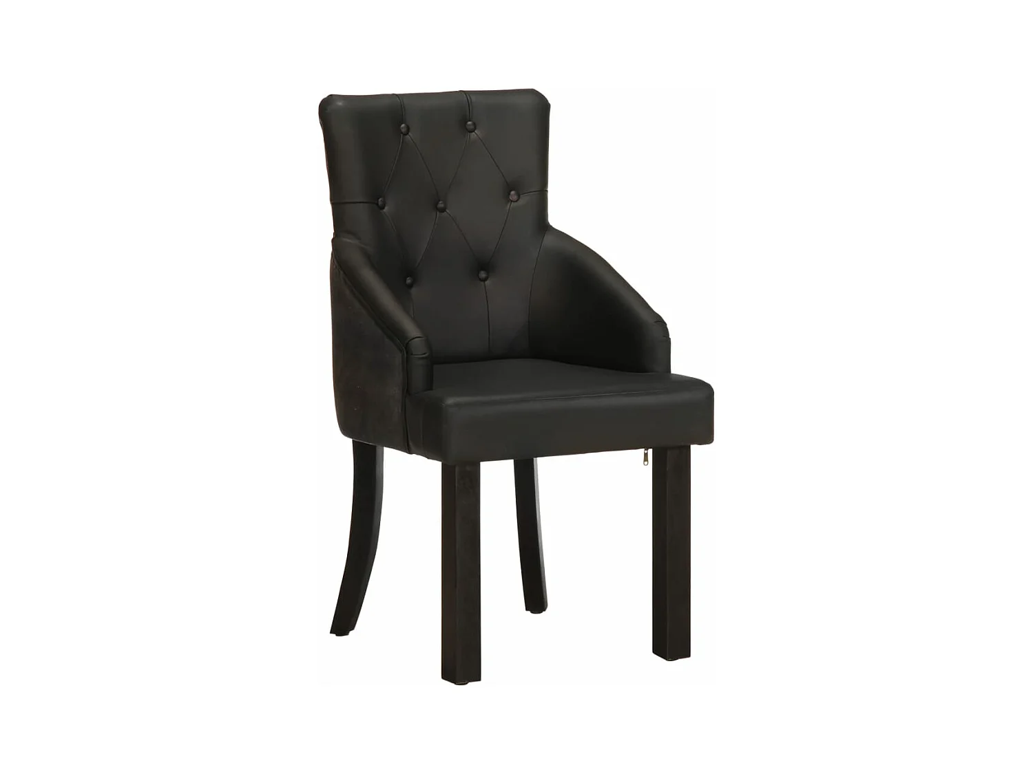 Chaises à manger lot de 2 noir cuir de chèvre véritable