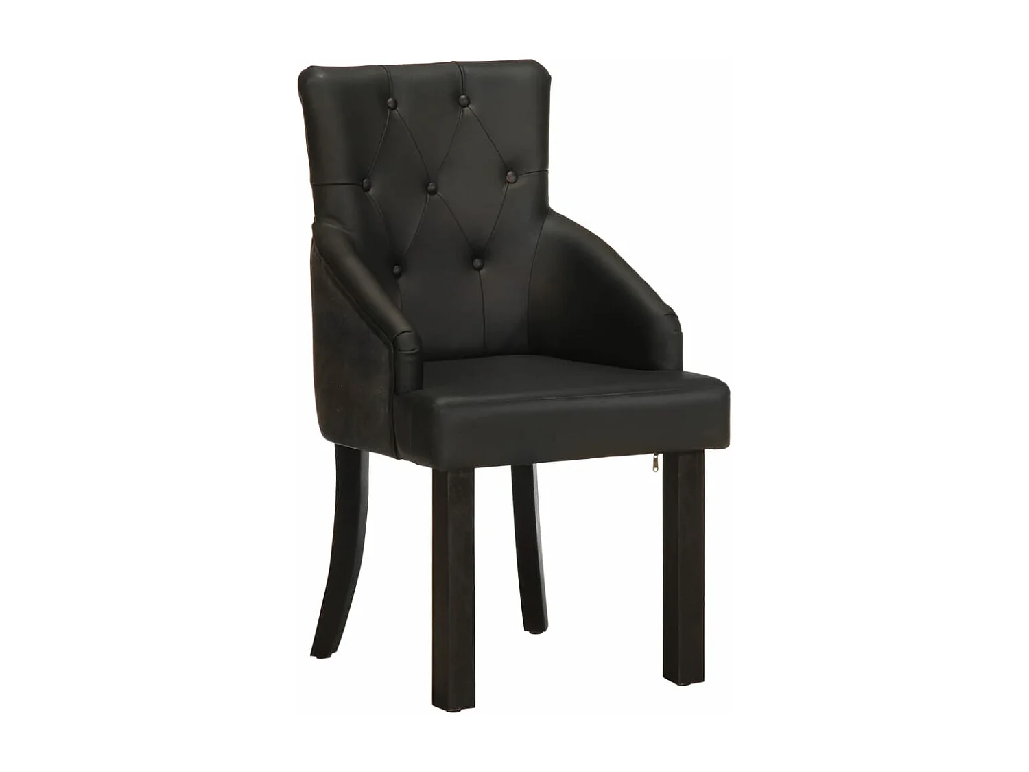 Chaises à manger lot de 2 noir cuir de chèvre véritable