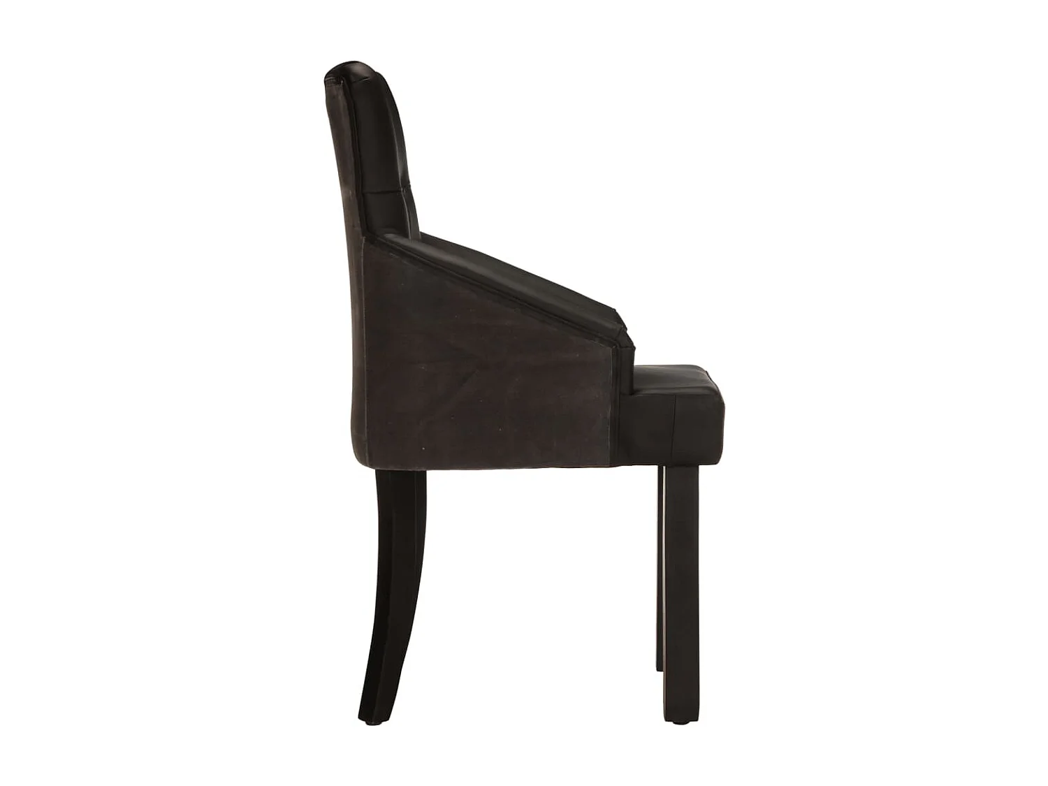 Chaises à manger lot de 2 noir cuir de chèvre véritable