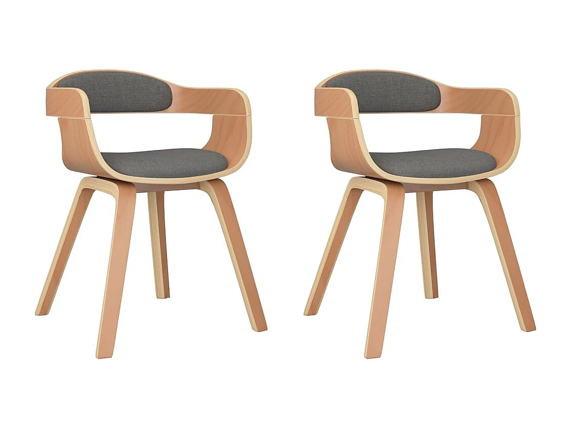 Chaises à manger lot de 2 gris clair bois courbé et tissu