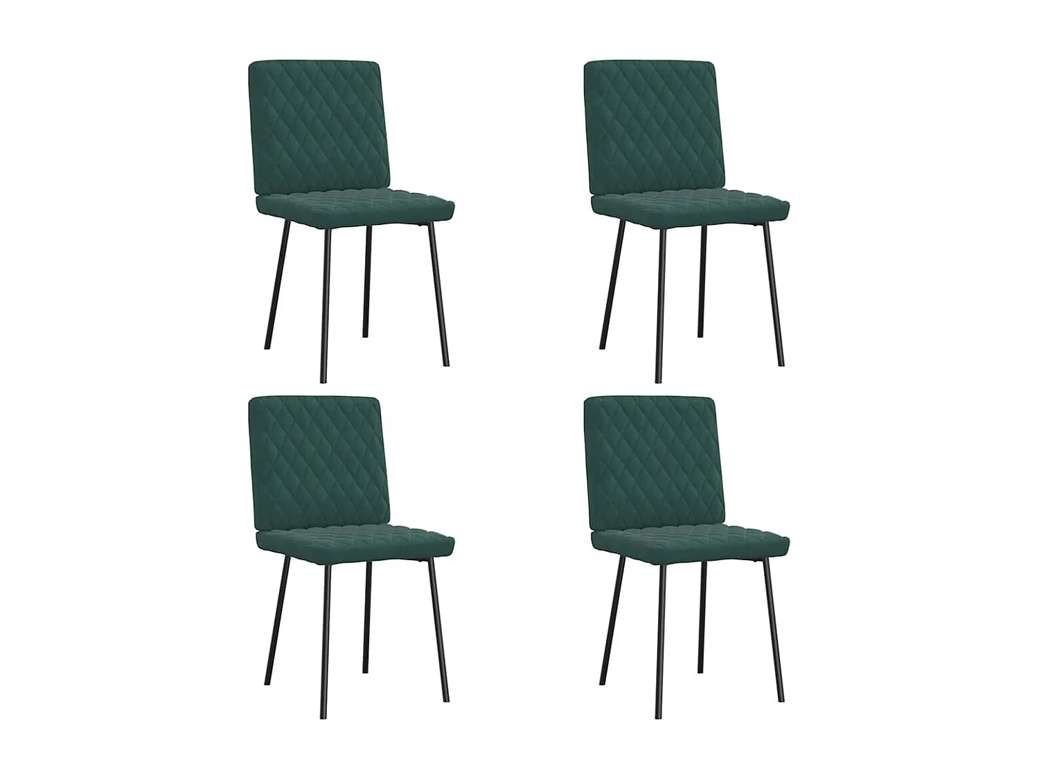 Chaises à manger lot de 4 Vert foncé Velours