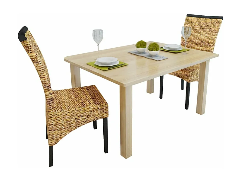 Sillas de comedor 2 unidades madera maciza de mango y abacá