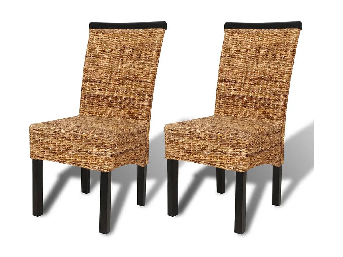 Chaises à manger lot de 2 bois solide de manguier et abaca