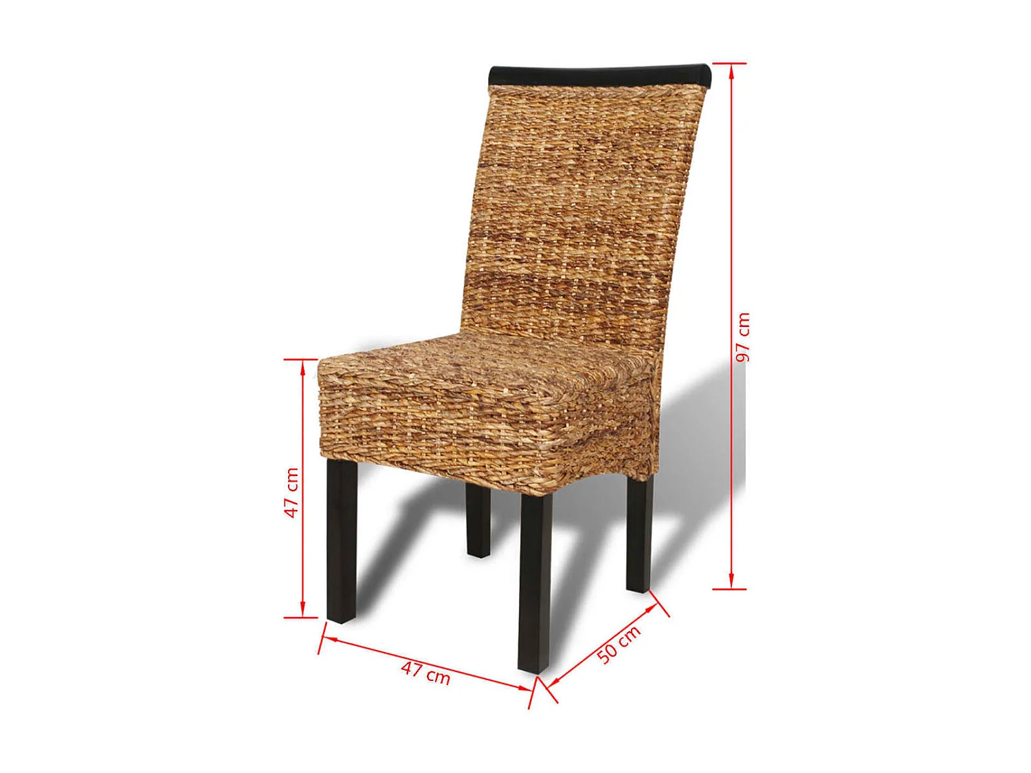 Chaises à manger lot de 2 bois solide de manguier et abaca