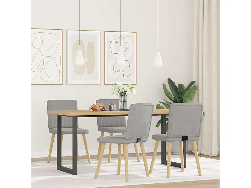 Cadeiras de jantar 4 peças tecido cinza nuvem