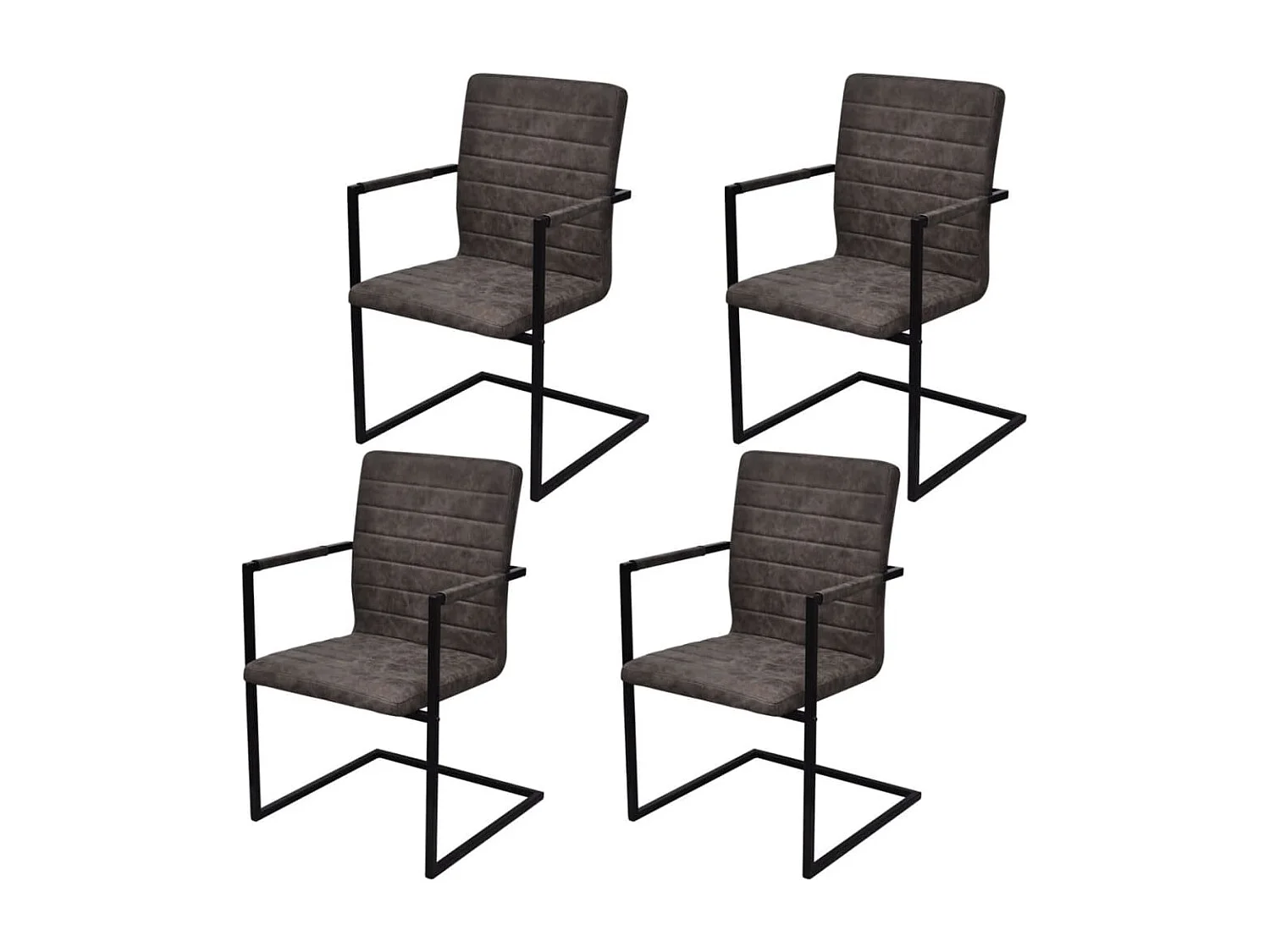 Chaises à manger cantilever lot de 4 marron similicuir