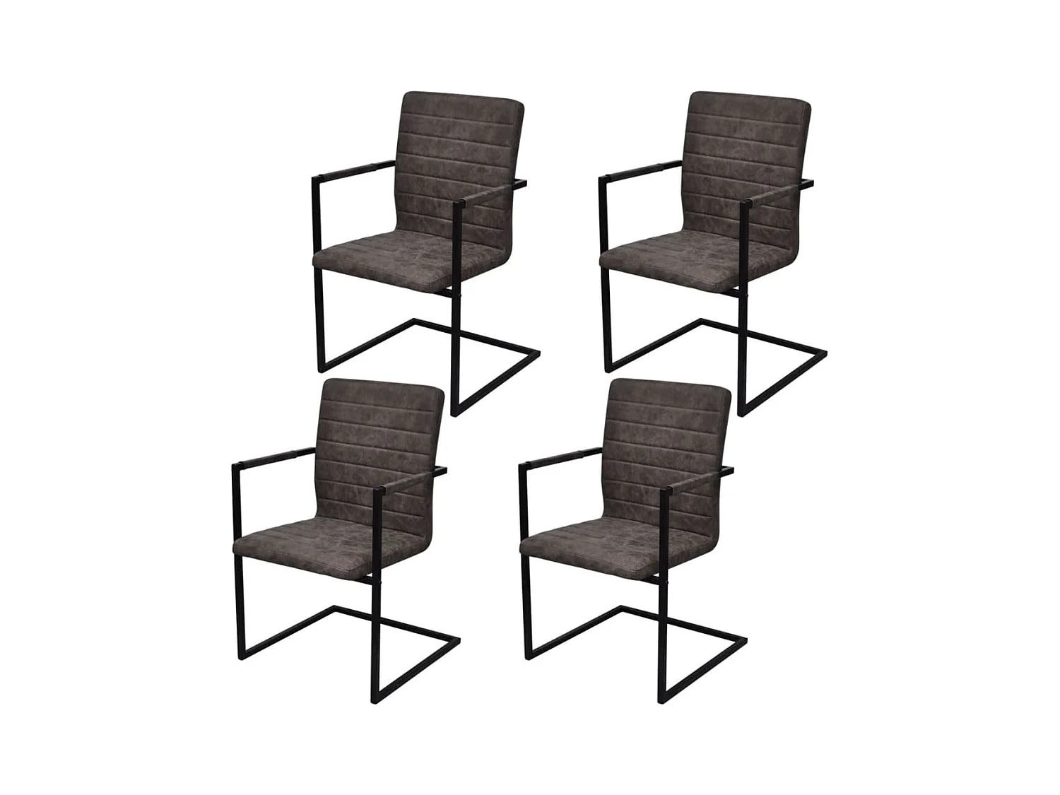 Chaises à manger cantilever lot de 4 marron similicuir