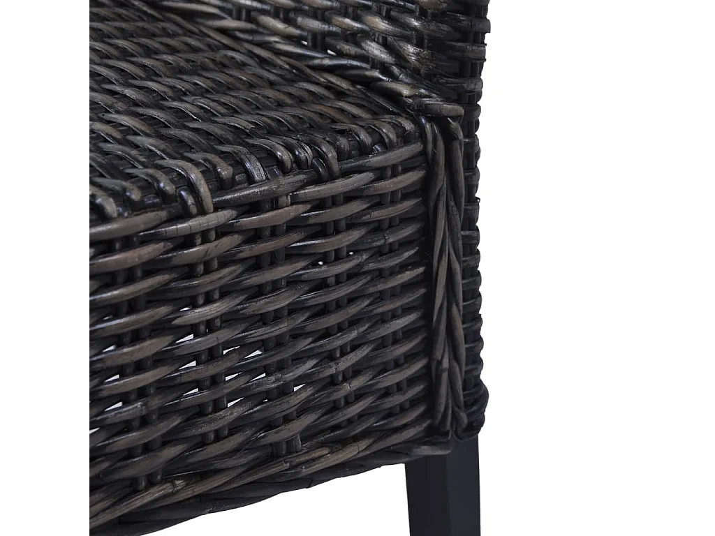 Chaises à manger lot de 4 noir rotin Kubu et bois de manguier