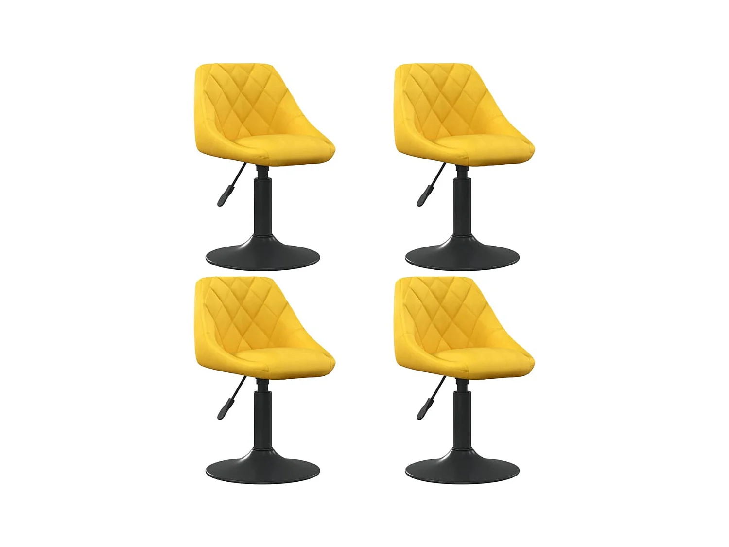 Chaises à manger pivotantes lot de 4 jaune moutarde velours