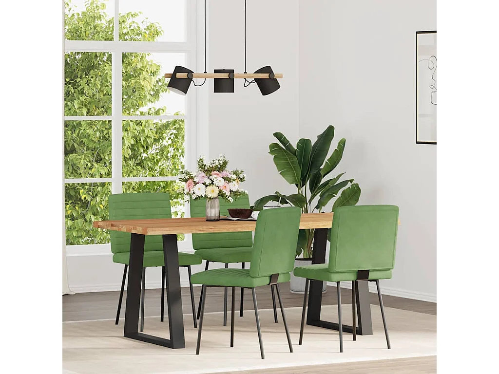 Chaises à manger lot de 4 vert clair velours