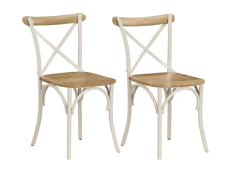 Kruisstoelen 2 stukkenmassief mangohout wit