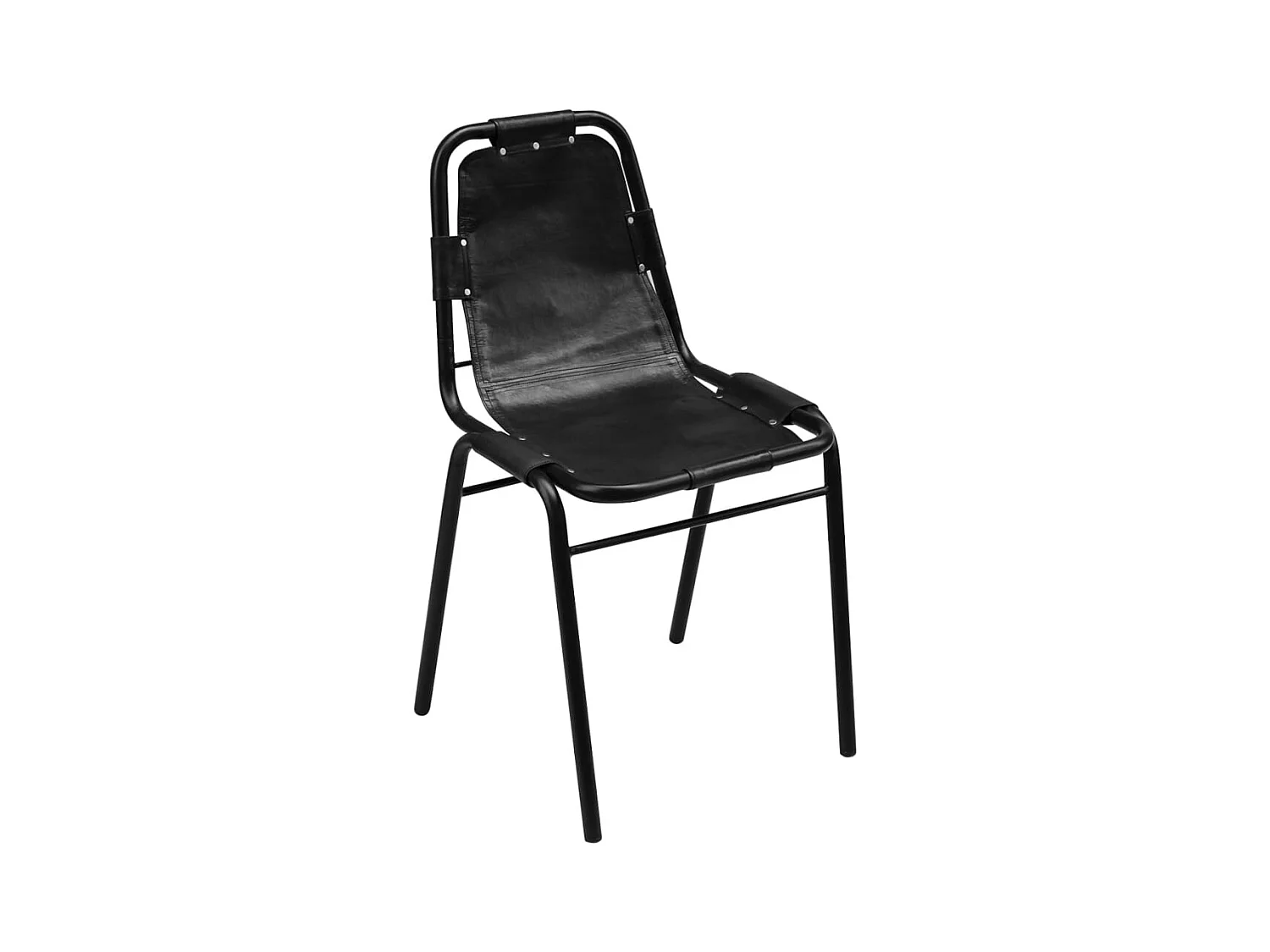 Chaises à manger lot de 4 noir cuir véritable