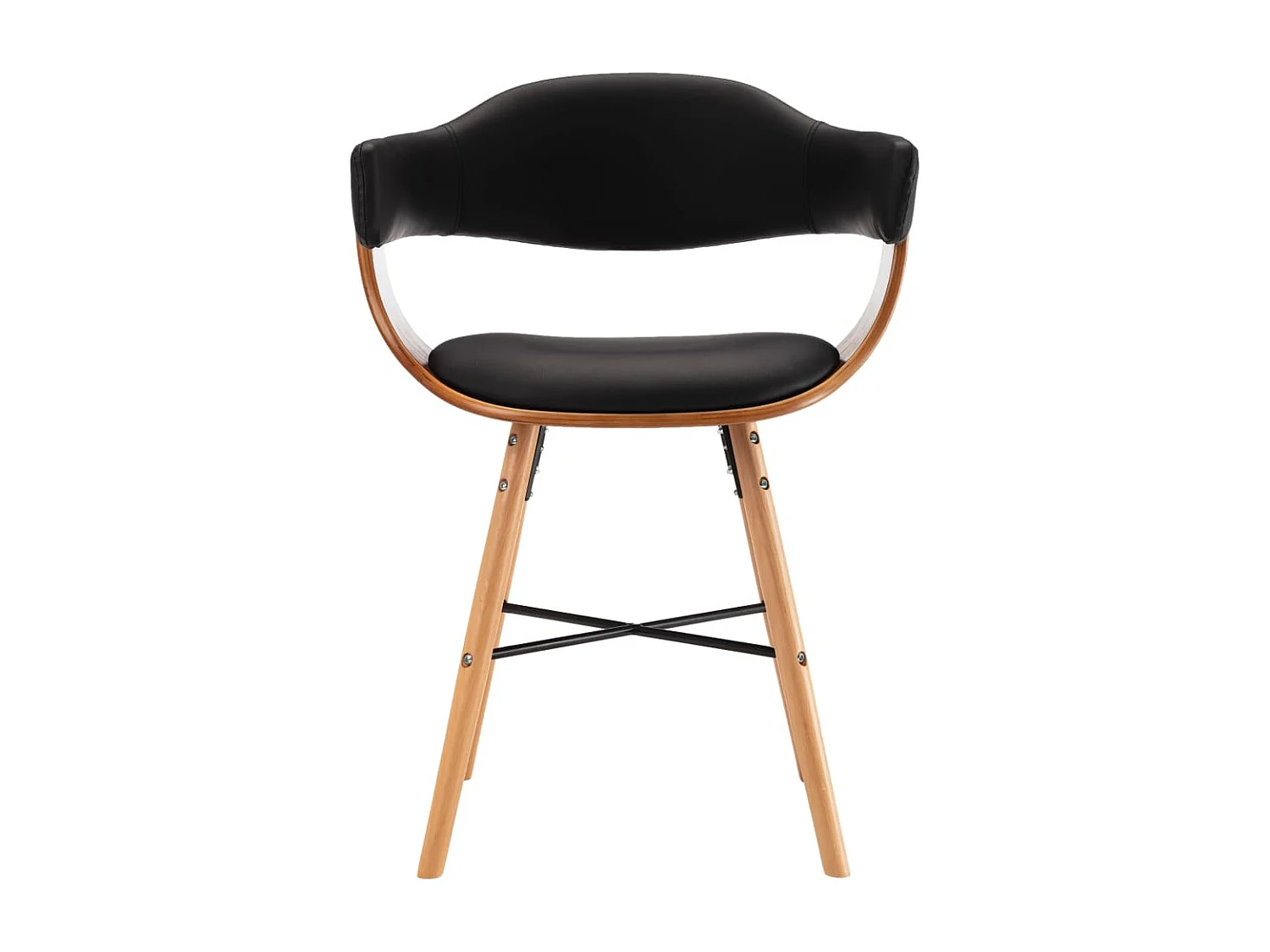 Cadeiras de jantar 4 peças couro artificial preto madeira curvada