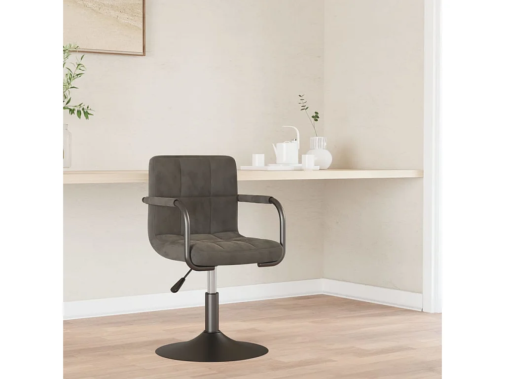 Silla de comedor de terciopelo gris oscuro