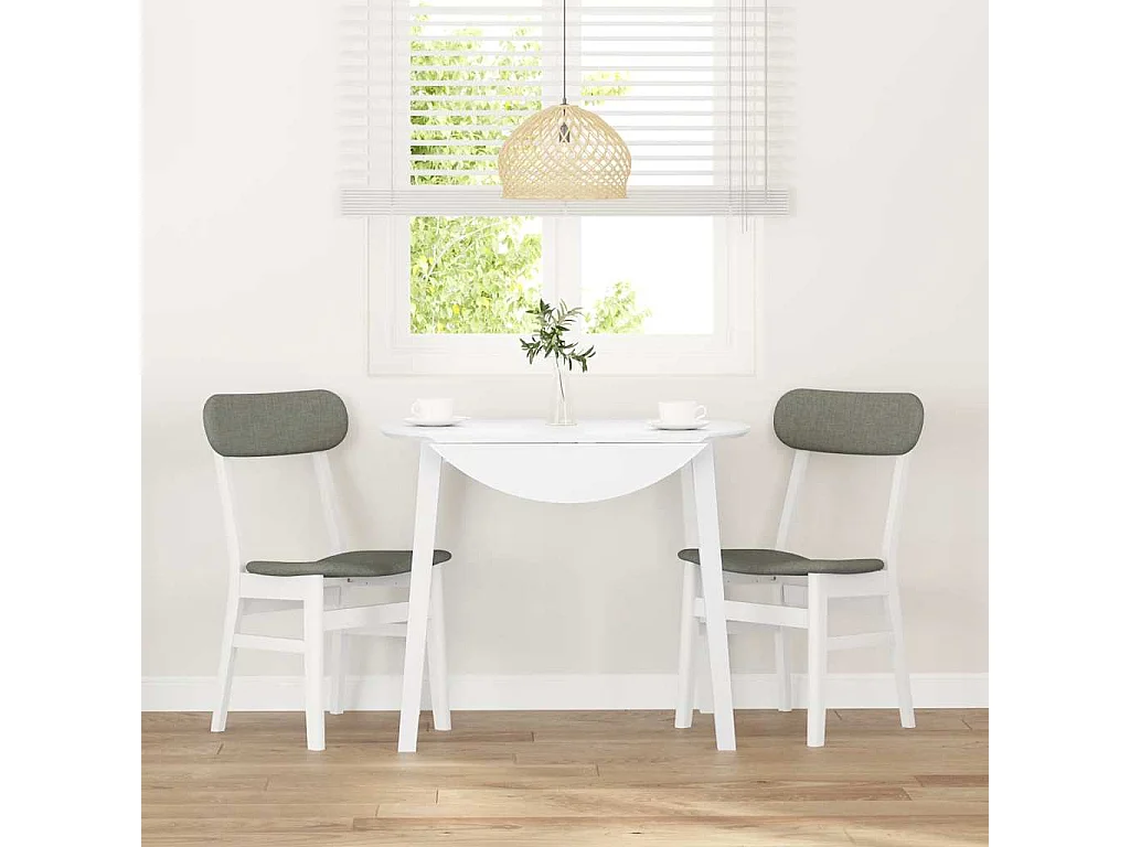 Chaises à manger coussins 2 pièces blanc bois massif caoutchouc