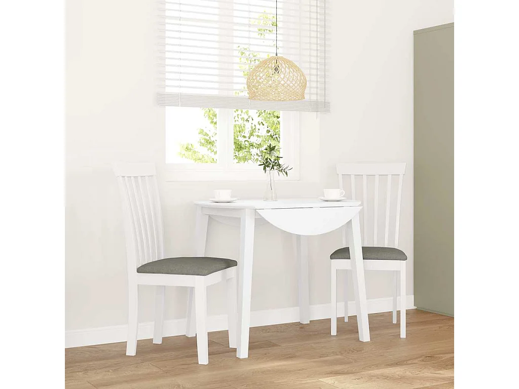 Eetkamerstoelen met kussens 2 st massief hout rubber wit