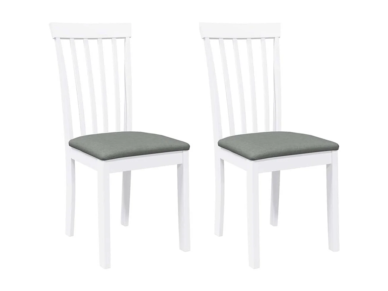 Chaises à manger coussins 2 pièces blanc bois massif caoutchouc