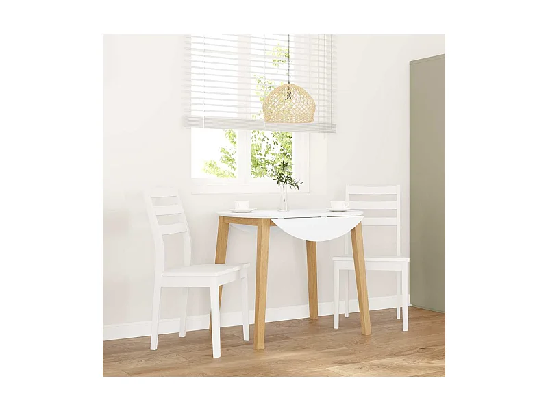 Chaises à manger 2 pièces blanc bois massif caoutchouc