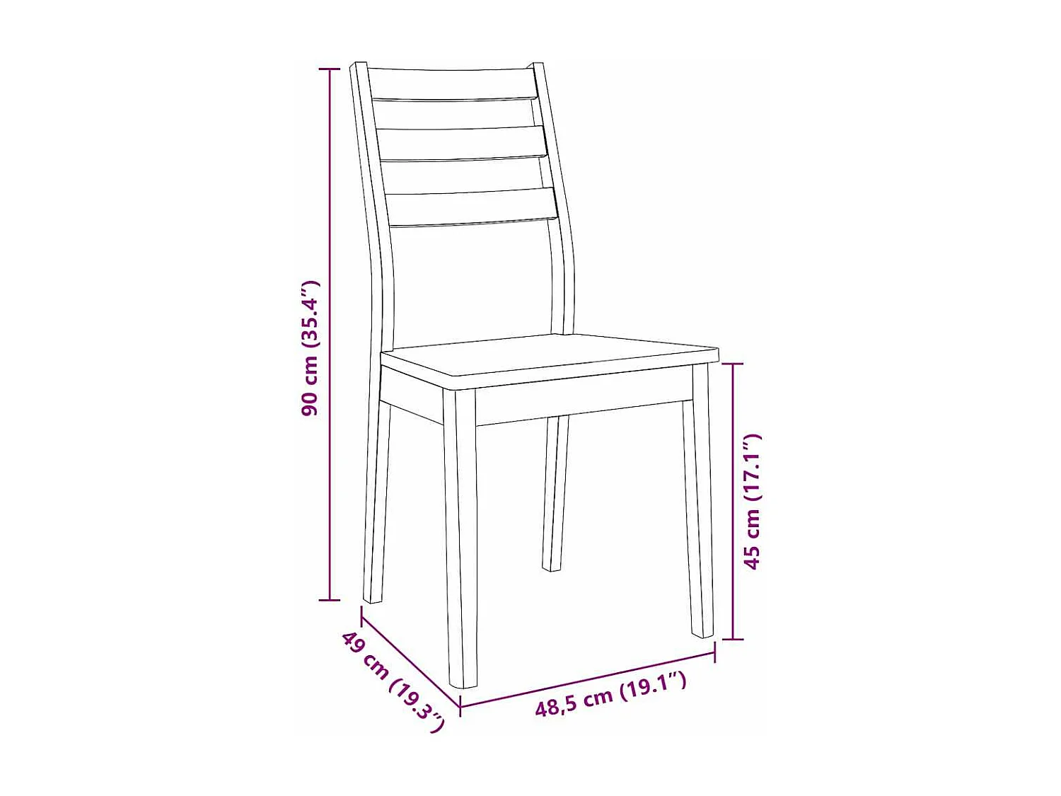 Chaises à manger 2 pièces blanc bois massif caoutchouc