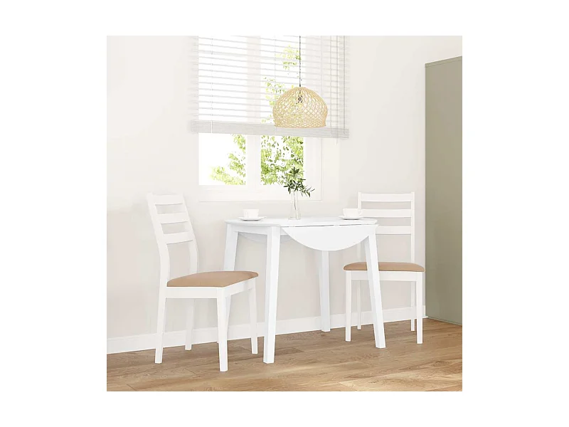 Chaises à manger coussins 2 pièces blanc bois massif caoutchouc