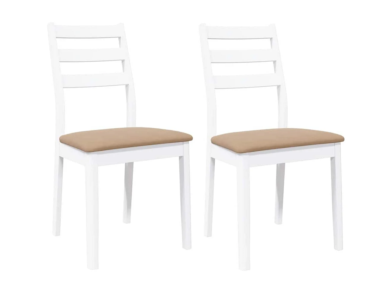 Chaises à manger coussins 2 pièces blanc bois massif caoutchouc