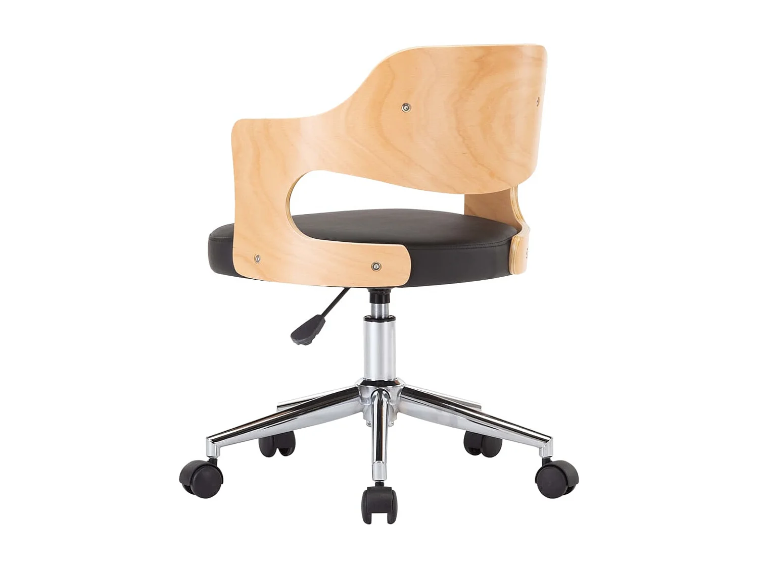 Chaise pivotante à dîner Noir Bois courbé et similicuir