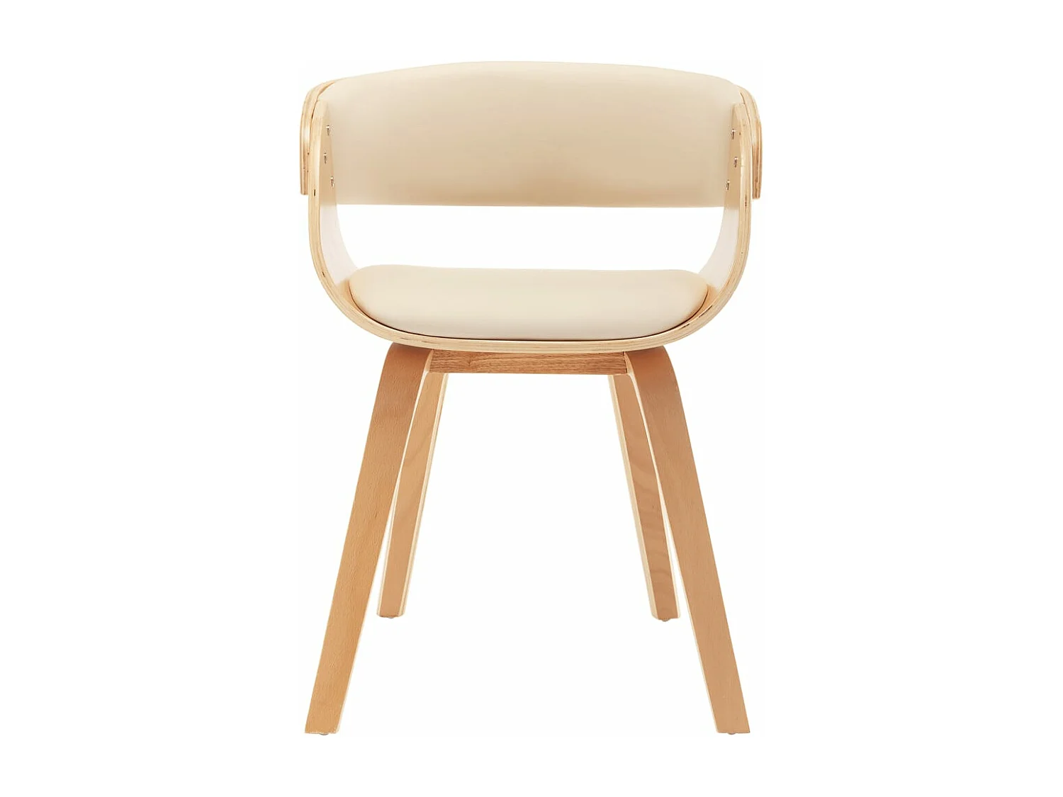 Cadeira de jantar madeira curvada e couro artificial cor creme