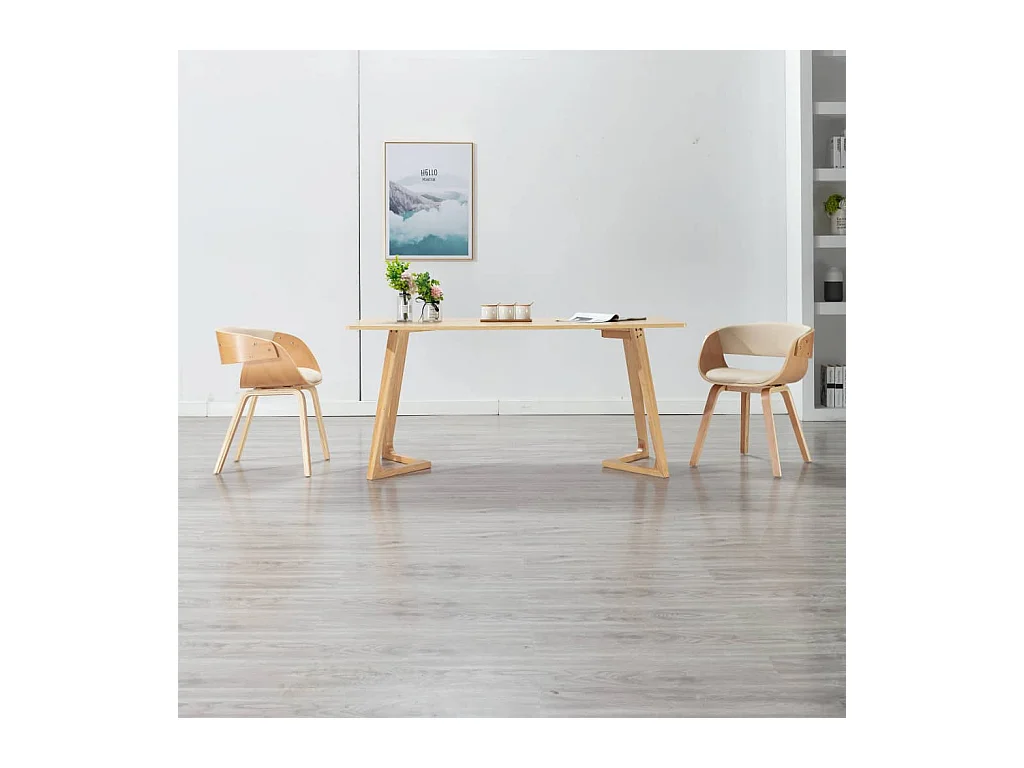 Chaise à manger Crème Bois courbé et similicuir